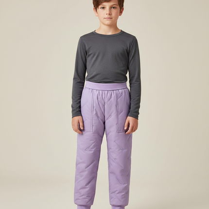 Pantalon De Pluie Matelassé Violet Élastique Enfant Chaud - Polyester