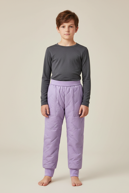 Pantalon De Pluie Matelassé Violet Élastique Enfant Chaud - Polyester