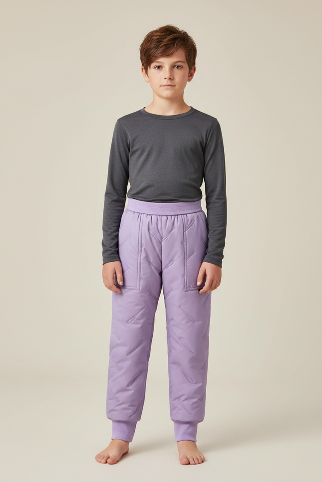 Pantalon De Pluie Matelassé Violet Élastique Enfant Chaud - Polyester
