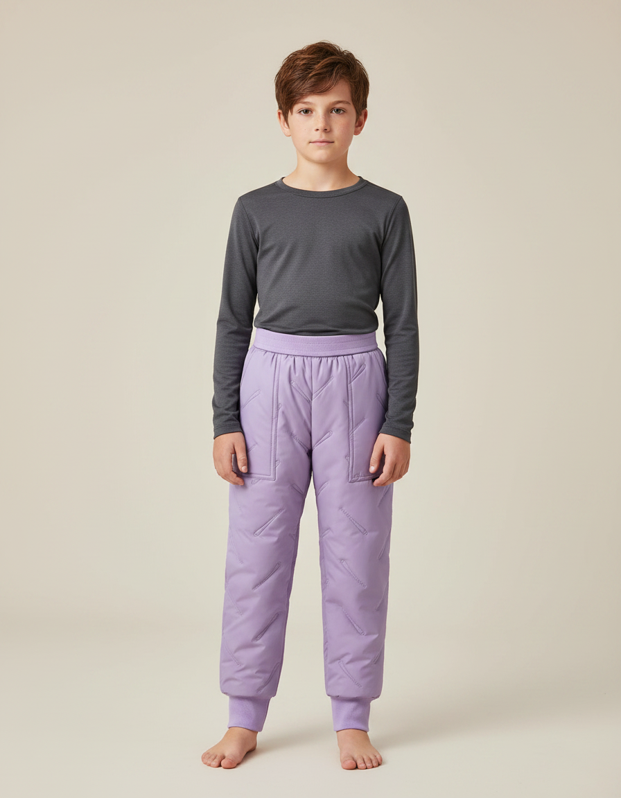Pantalon De Pluie Matelassé Violet Élastique Enfant Chaud - Polyester