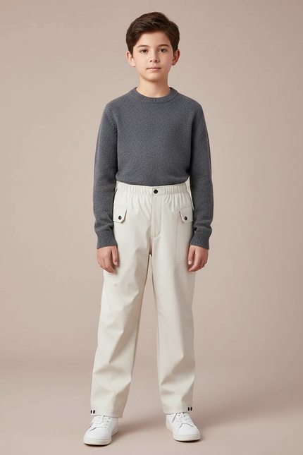 Pantalon De Pluie Beige Ample Imperméable Enfant Décontracté - Polyester