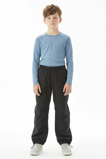 Pantalon De Pluie Noir Ample Enfant Cordon - Polyester