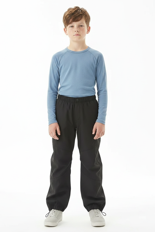 Pantalon De Pluie Noir Ample Enfant Cordon - Polyester