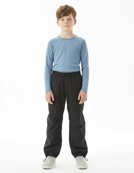 Pantalon De Pluie Noir Ample Enfant Cordon - Polyester