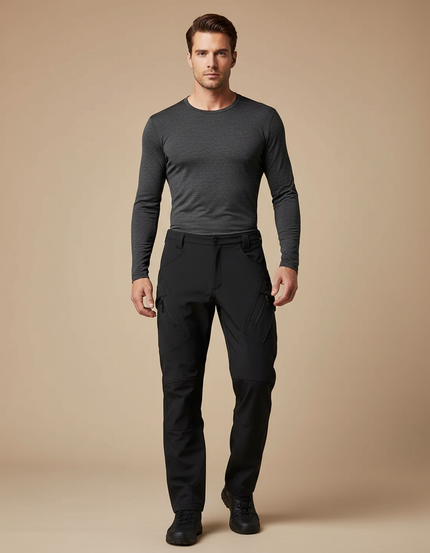 Pantalon De Pluie Noir Cargo Softshell Homme Imperméable - Polyester
