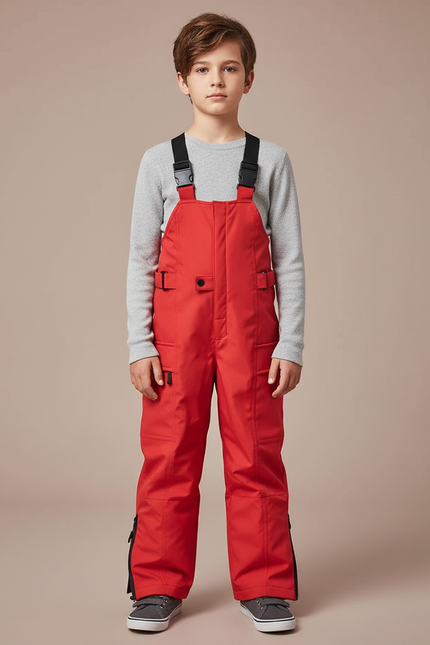 Pantalon De Pluie Rouge Imperméable Bretelles Unisexe Enfant - Polyester