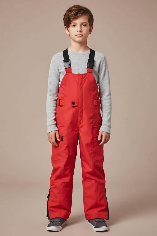 Pantalon De Pluie Rouge Imperméable Bretelles Unisexe Enfant - Polyester