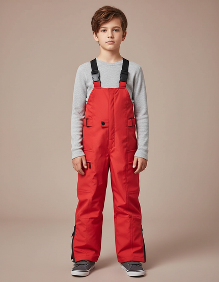 Pantalon De Pluie Rouge Imperméable Bretelles Unisexe Enfant - Polyester