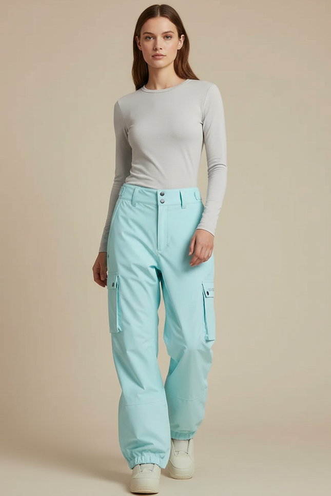 Pantalon De Pluie Bleu Ciel Cargo Ample Imperméable Sport - Polyester