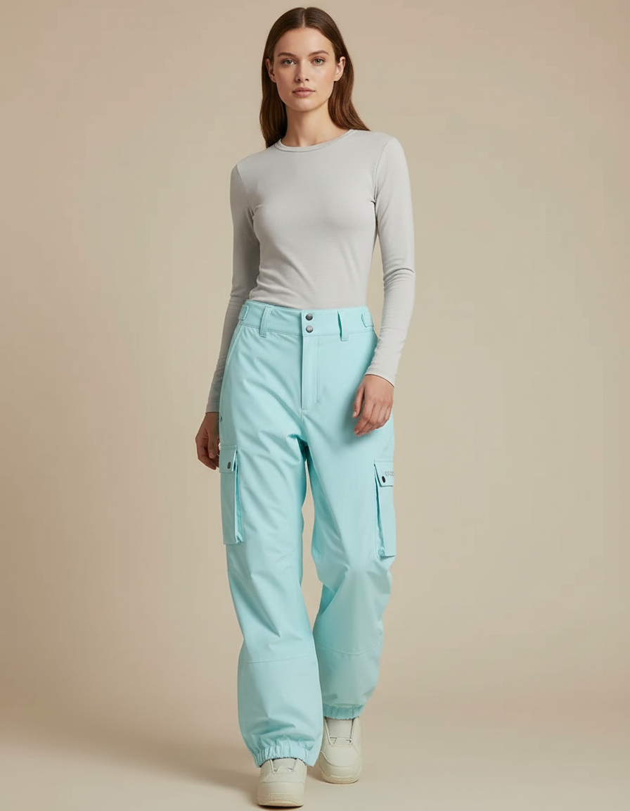 Pantalon De Pluie Bleu Ciel Cargo Ample Imperméable Sport - Polyester