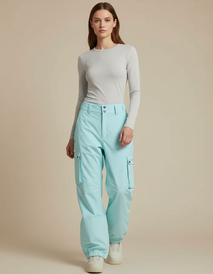 Pantalon De Pluie Bleu Ciel Cargo Ample Imperméable Sport - Polyester