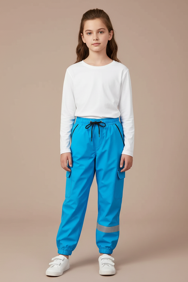 Pantalon De Pluie Bleu Imperméable Réfléchissant Cargo Enfant - Polyester
