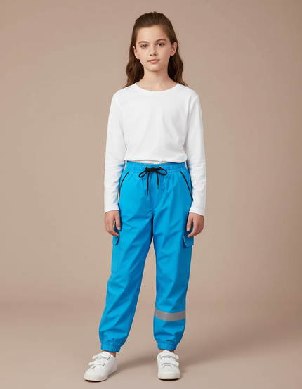 Pantalon De Pluie Bleu Imperméable Réfléchissant Cargo Enfant - Polyester