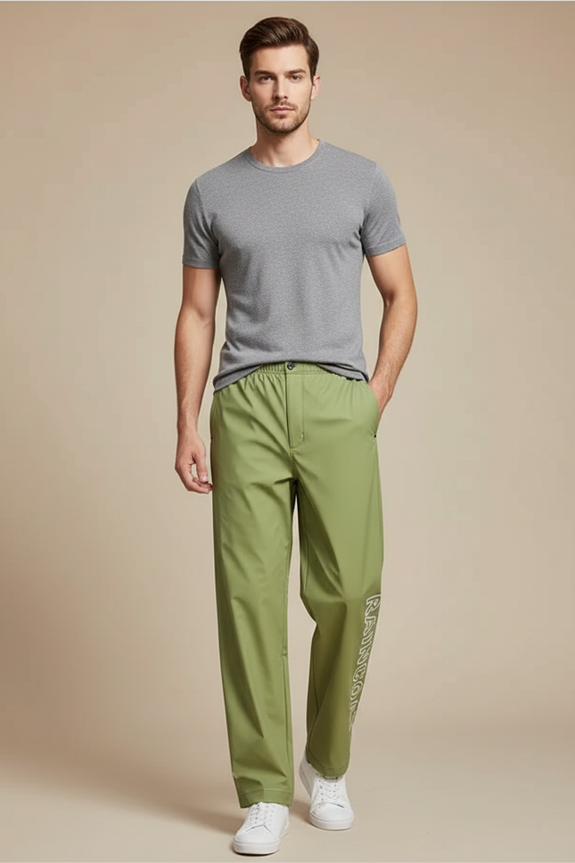 Pantalon De Pluie Vert Kaki Imperméable Décontracté Homme - Polyester
