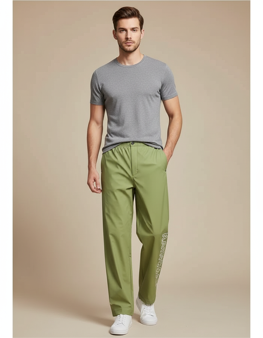 Pantalon De Pluie Vert Kaki Imperméable Décontracté Homme - Polyester