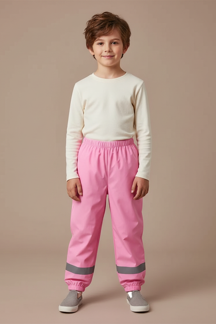 Pantalon De Pluie Rose Réfléchissant Imperméable Enfant - Polyester