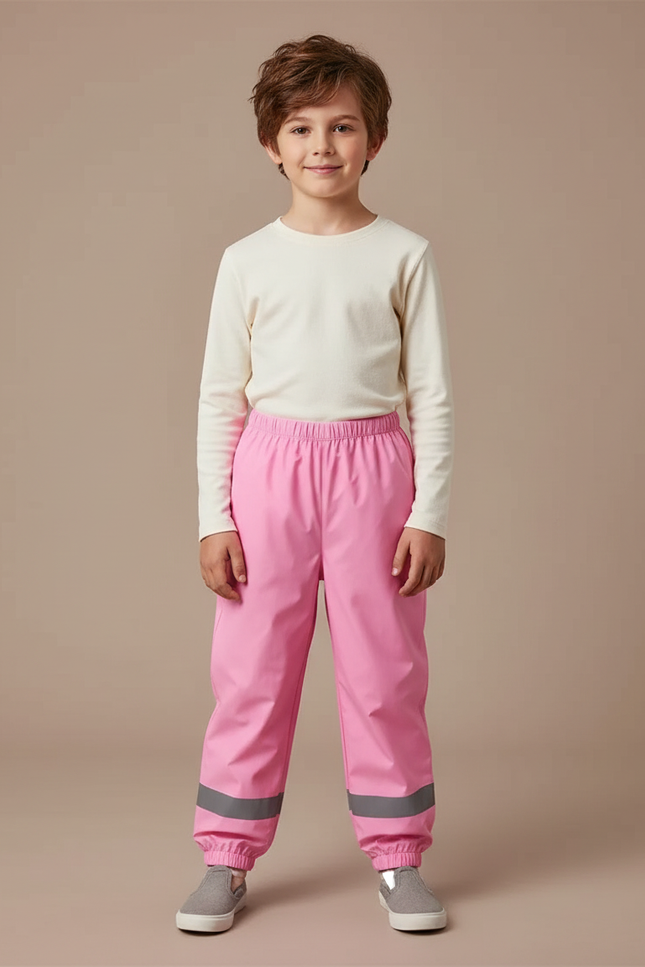 Pantalon De Pluie Rose Réfléchissant Imperméable Enfant - Polyester