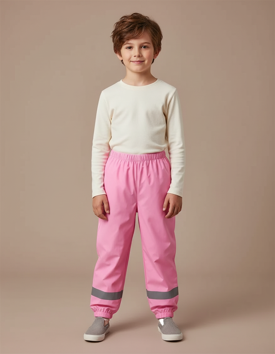 Pantalon De Pluie Rose Réfléchissant Imperméable Enfant - Polyester
