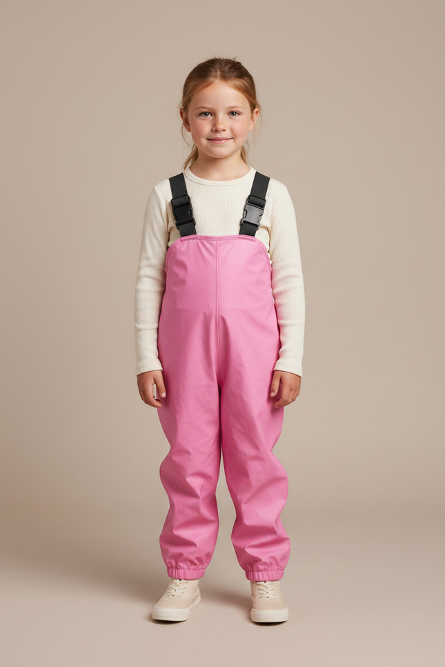 Pantalon De Pluie Rose Vif Imperméable Salopette Enfant - Polyester