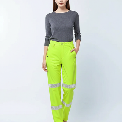 Pantalon De Pluie Jaune Fluo Réfléchissant Imperméable Unisexe - Polyester