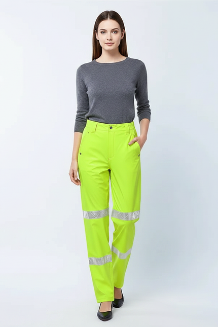 Pantalon De Pluie Jaune Fluo Réfléchissant Imperméable Unisexe - Polyester