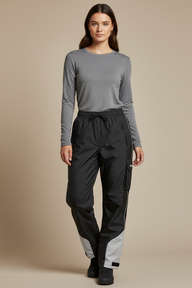Pantalon De Pluie Vélo Femme - Noir Polyester