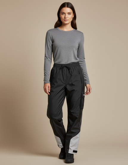 Pantalon De Pluie Vélo Femme - Noir Polyester