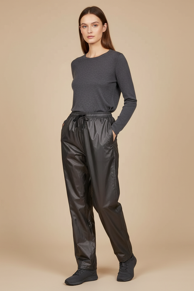 Pantalon De Pluie Noir Imperméable Sportif Ample Femme - Polyester
