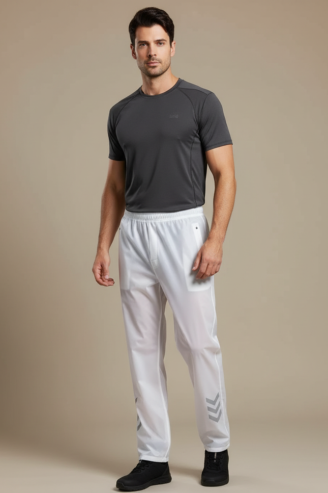 Pantalon De Pluie Transparent Imperméable Réfléchissant Homme - Blanc Polyester