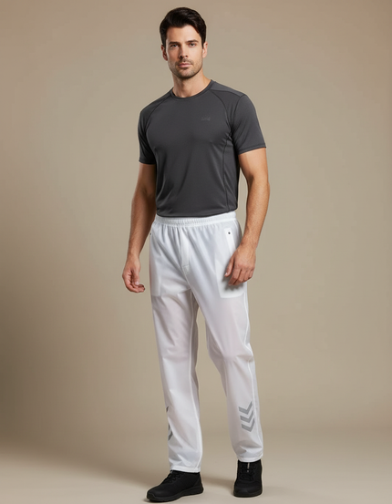 Pantalon De Pluie Transparent Imperméable Réfléchissant Homme - Blanc Polyester