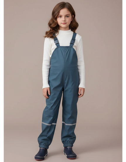 Pantalon De Pluie Bleu Canard Bretelles Réfléchissant Enfant - Polyester