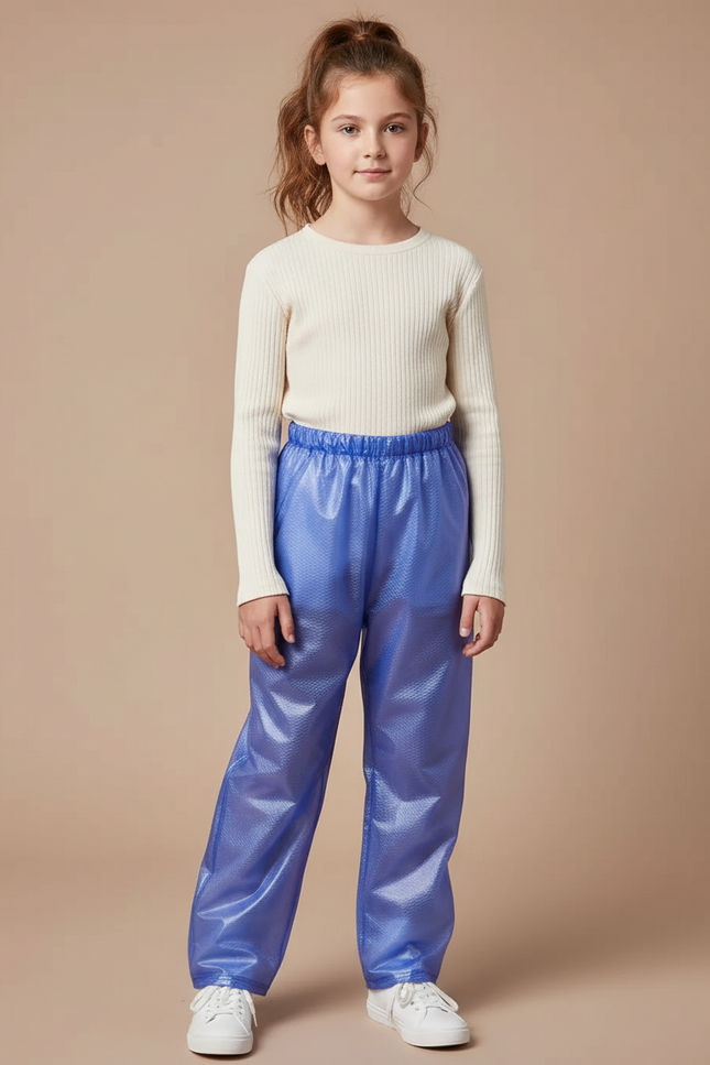 Pantalon De Pluie Bleu Imperméable Ample Texturé Enfant - Polyester