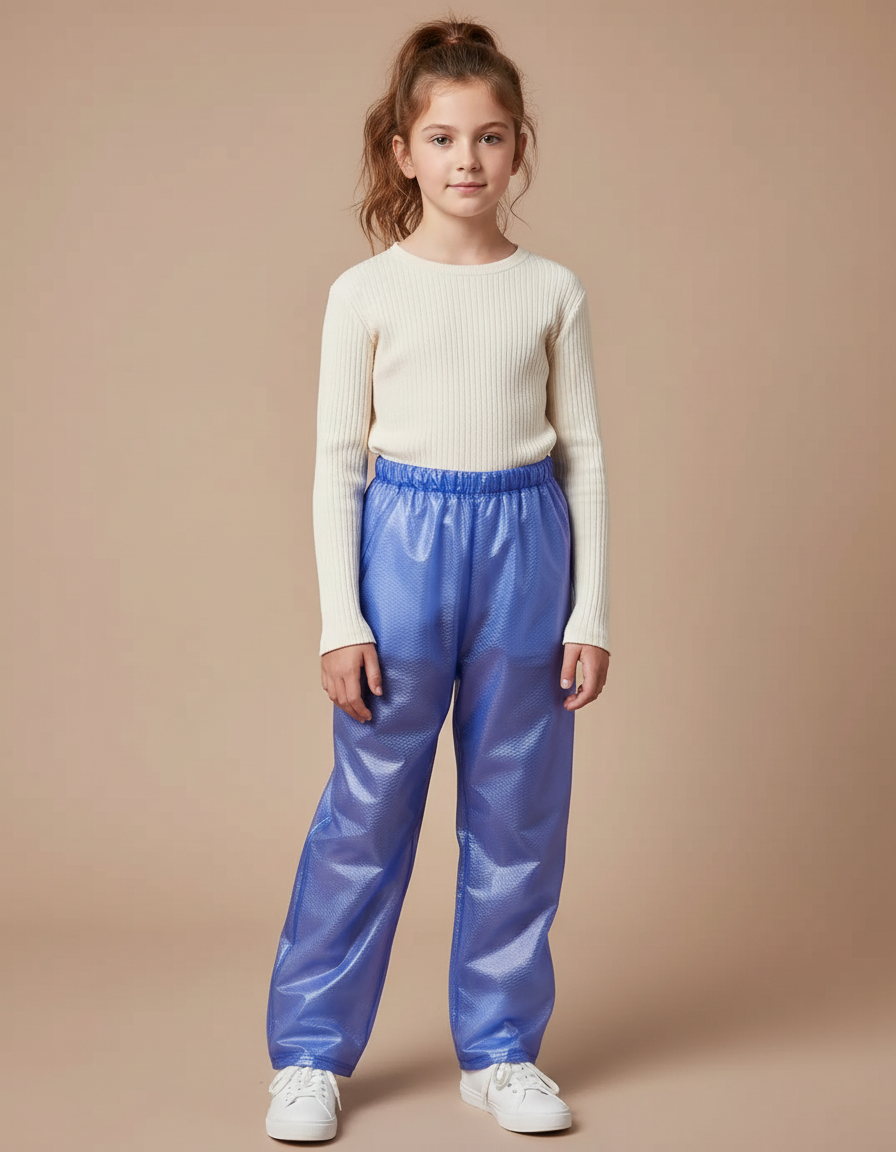 Pantalon De Pluie Bleu Imperméable Ample Texturé Enfant - Polyester