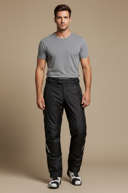 Pantalon De Pluie Noir Imperméable Homme Droit Réfléchissant - Polyester