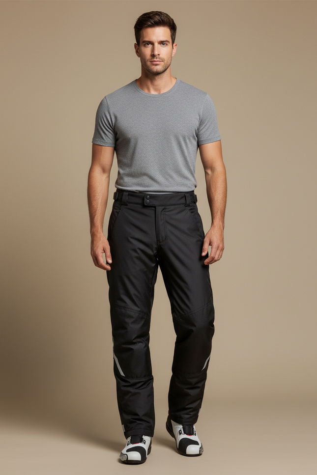 Pantalon De Pluie Noir Imperméable Homme Droit Réfléchissant - Polyester