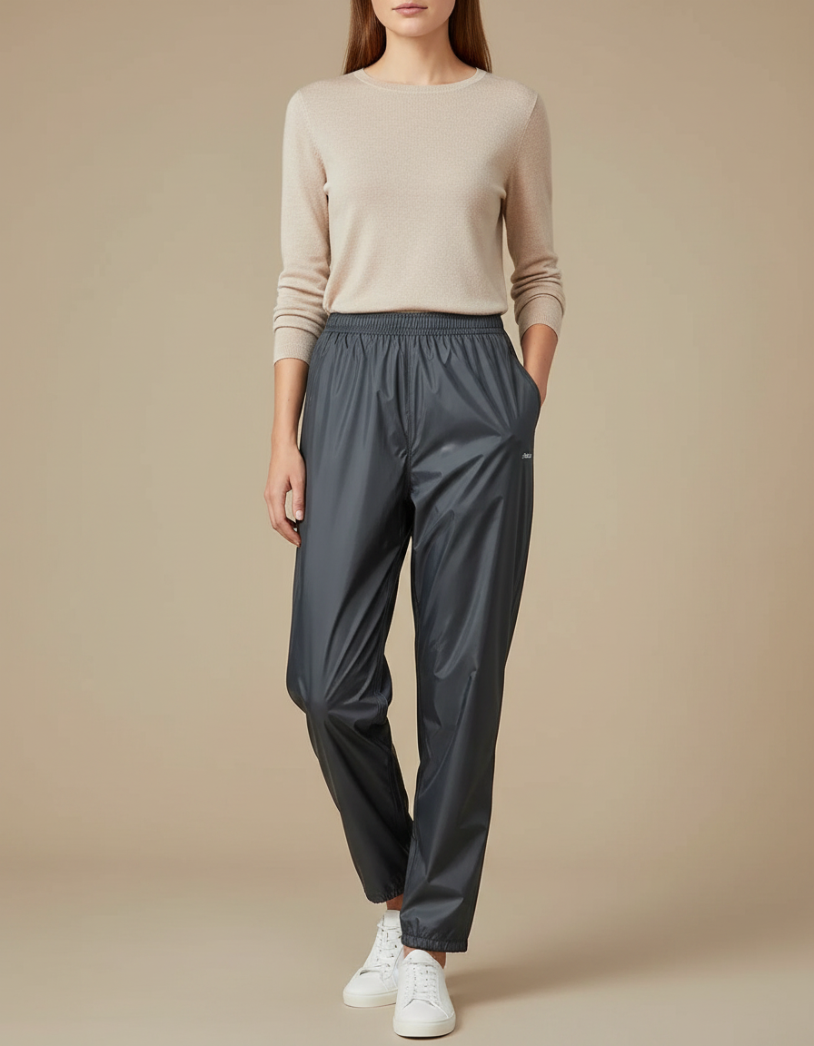 Pantalon De Pluie Gris Imperméable Ample Léger Femme - Polyester