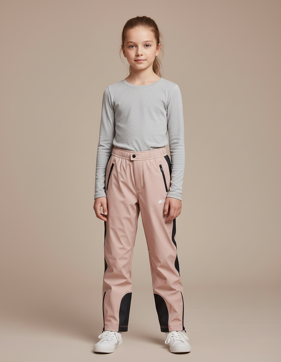 Pantalon De Pluie Rose Imperméable Sport Zippé Enfant - Polyester