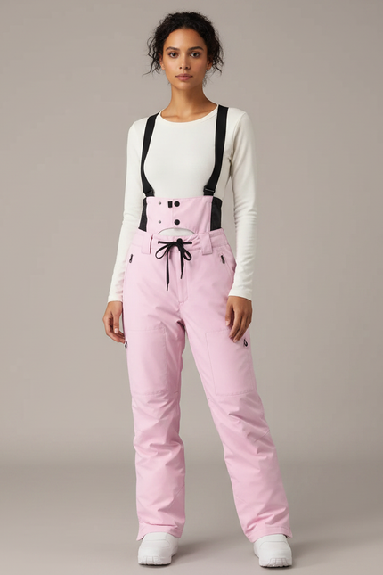 Pantalon De Pluie Rose Bretelles Imperméable Femme Ski - Polyester