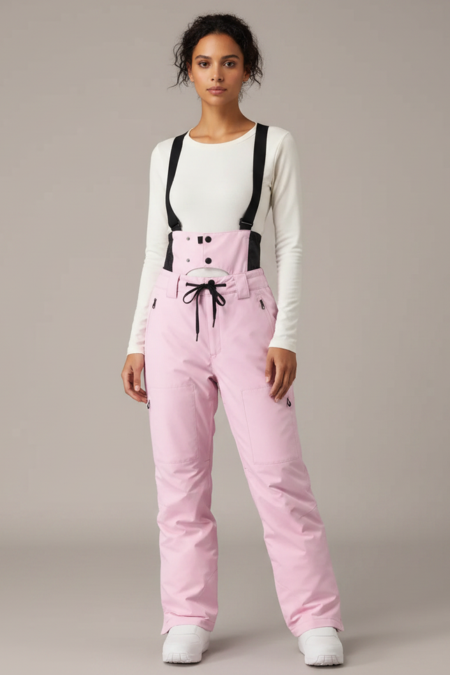 Pantalon De Pluie Rose Bretelles Imperméable Femme Ski - Polyester