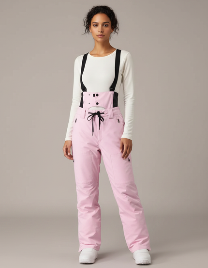 Pantalon De Pluie Rose Bretelles Imperméable Femme Ski - Polyester