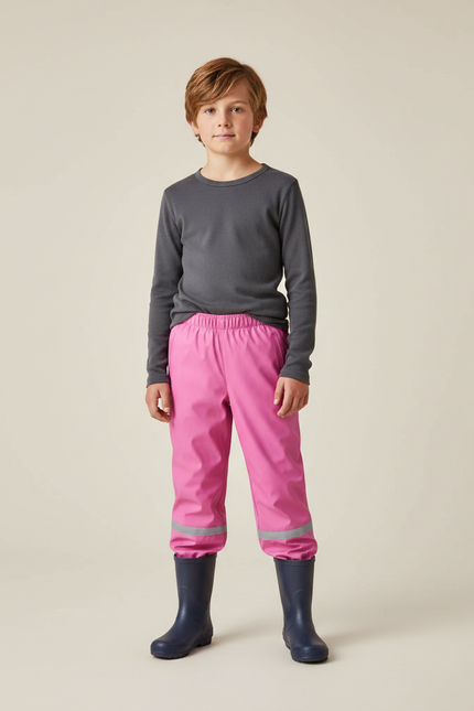 Pantalon De Pluie Rose Imperméable Réfléchissant Élastiqué Enfant - Polyester