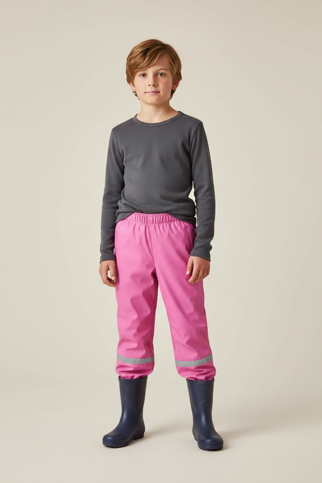 Pantalon De Pluie Rose Imperméable Réfléchissant Élastiqué Enfant - Polyester