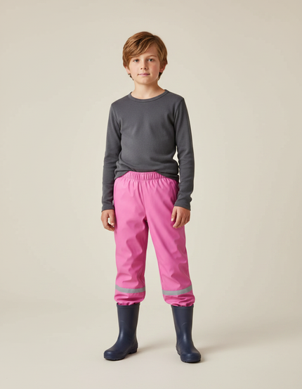 Pantalon De Pluie Rose Imperméable Réfléchissant Élastiqué Enfant - Polyester