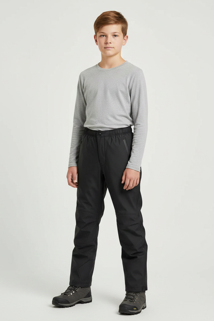 Pantalon De Pluie Noir Imperméable Enfant Droit Résistant - Polyester