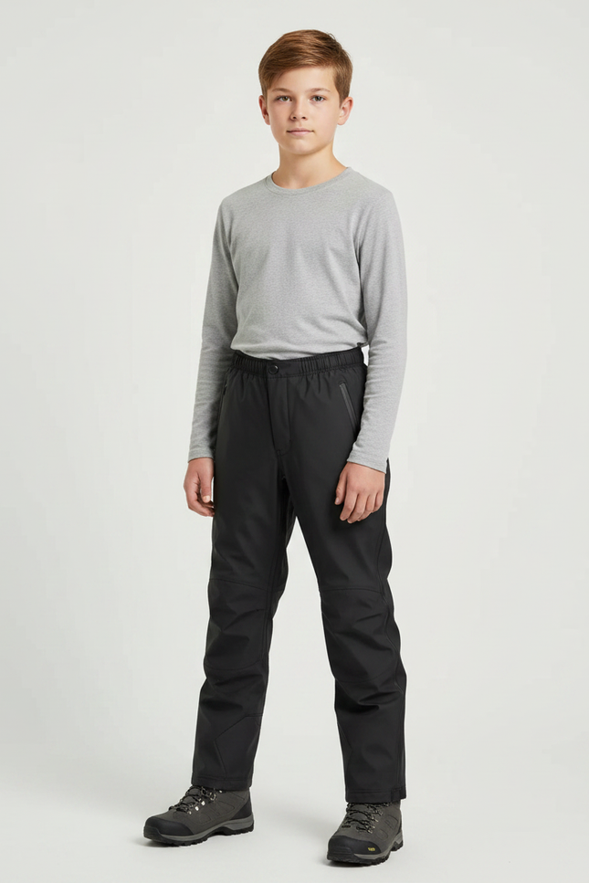 Pantalon De Pluie Noir Imperméable Enfant Droit Résistant - Polyester