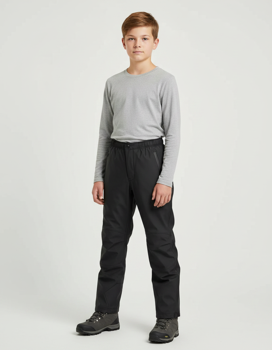Pantalon De Pluie Noir Imperméable Enfant Droit Résistant - Polyester
