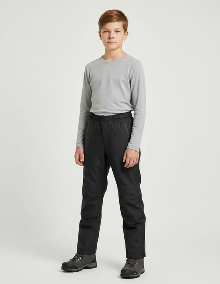 Pantalon De Pluie Noir Imperméable Enfant Droit Résistant - Polyester