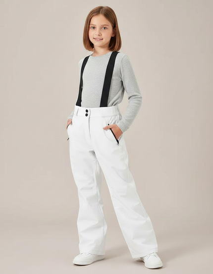Pantalon De Pluie Blanc Imperméable Bretelles Unisexe Ski - Polyester