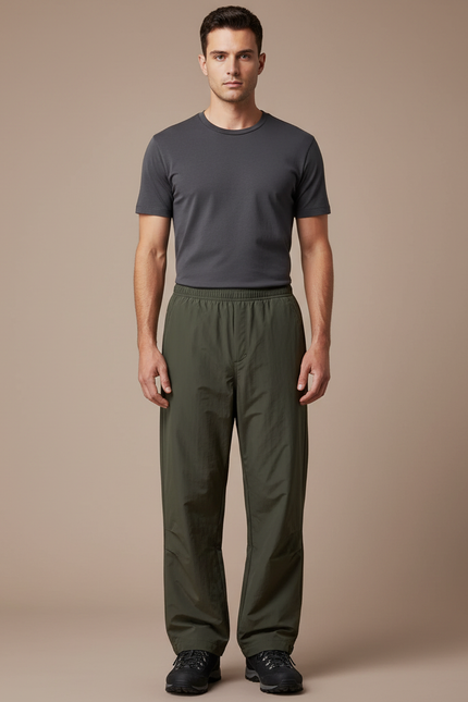 Pantalon De Pluie Vert Kaki Ample Décontracté Homme - Polyester