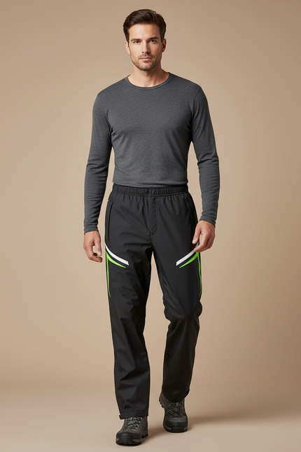 Pantalon De Pluie Noir Imperméable Réfléchissant Sportif Homme - Polyester